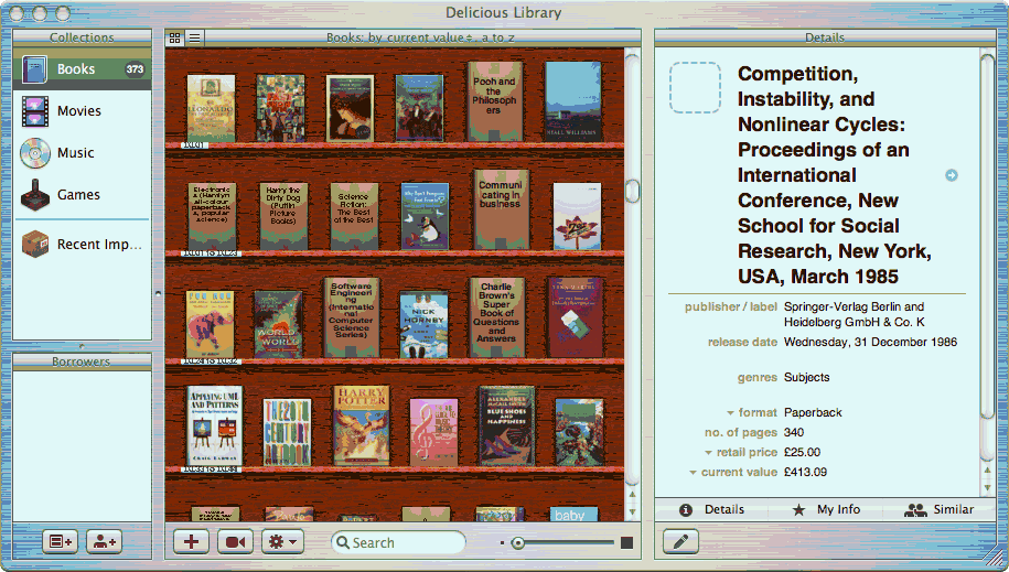 Screenshot of my Delicious Library Collection