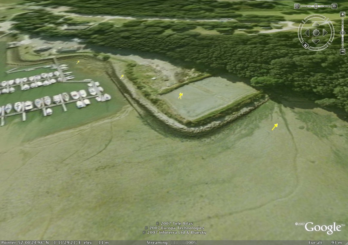 Google Earth - Harbour wall at Woolverstone