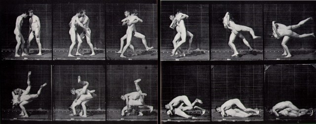 Original Muybridge Plate - men wrestling