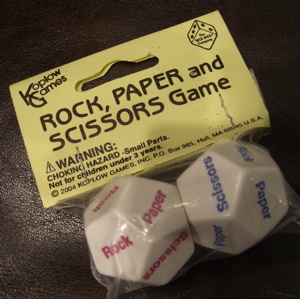 A Paper Scissors Stone Dice : Front view